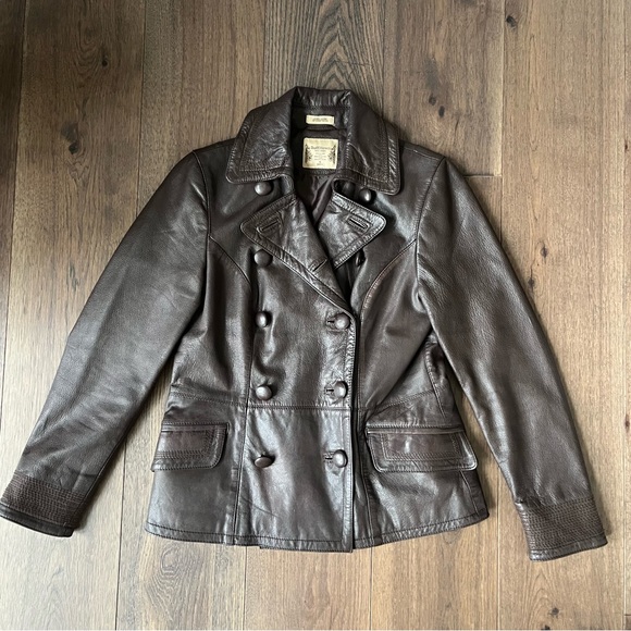 Ruff Hewn Jackets & Blazers - Women’s vintage y2k Ruff Hewn soft brown leather button closure coat/jacket